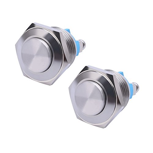 Werfamily 2 Pcs 16Mm Waterproof High Flush Stainless Steel Metal Momentary Push Button Switch 250V Ac 3A 1No Spst #TOP12