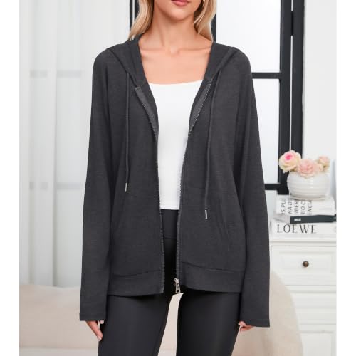 Image of Witsmile Zip Up Hoodie Women Oversized Sweatshirt Long Sleeve 2026 Fall Outfit Lightweight Jackets Workout Clothes