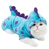 Dinosaur Dog Clothes for Small Dog Girl BoyFleece Winter Puppy Hoodies with Leash RingCold Weather Coat for CatFunny Dog Dinosaur Costume for Christmas Halloween Blue X Small