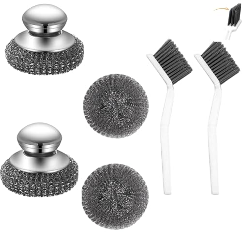 Steel Wool Scrubber, Stainless Steel Scrubber and Crevice Brushes...