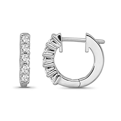 10K White Gold Diamond Hoop Earrings (1/5 Cttw, I-J Color, I2 Clarity) #TOP3