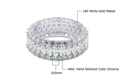 Savlano 18K Gold Plated Cubic Zirconia Marquis Cut Eternity Lustrous Ring Band for Women3