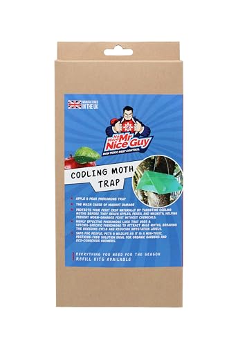 Codling Moth Trap Including Refill - 2 Pheromone Lures - 10 Weeks Supply Covering Annual Codling Moth Season - Reduces Apple & Pear Maggot Caterpillar Damage - 15 Metre Range - No More Mr Nice Guy