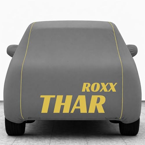 Image of Kings of Cover New Grey 100% Waterproof Thar Roxx Car Cover | Polyester Car Body Cover for Rain & Sun | UV Protection, Dustproof, Scratch Resistant, Windproof, Heat Resistant, Custom Fit