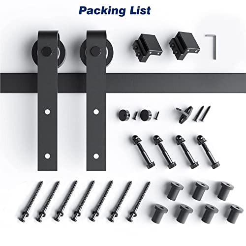 EaseLife 9 FT Sliding Barn Door Hardware Track Kit,Basic J Pulley,Slide Smoothly Quietly,Easy Install (9FT Track Kit for 54" Wide Single Door)