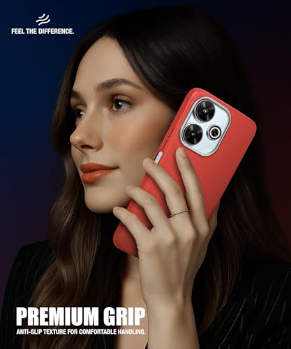 Image of WOW IMAGINE Back Cover for Mi Redmi 13 5G | Poco M6 Plus 5G | Ultra Slim Flexible Non-Slip Grip | Inner Fabric | Metal Camera Ring & Lightweight Soft Silicone Mobile Case - Crimson Red