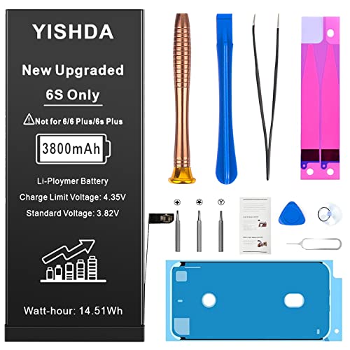 YISHDA Battery for iPhone 6S (Upgraded New Version) Ultra High Capacity Replacement 0 Cycle Battery with Professional Replacement Tool Kits