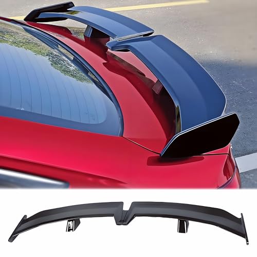 STSEV01 Universal 55 Rear Trunk Spoiler Wing Glossy Black GT Racing Spoiler DeckLid Lip Exterior Accessories Compatible with Mazda Nissan Sentra Toyota Camry Honda Civic Dodge Charger (Tape Install)