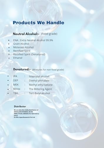 Image of High-Premium Quality Double-Distilled 99.9% Purity Denatured Ethanol ISO 9001:2015 Certified Suitable for Analytical & Laboratory Use Generic Brand | Net Volume: 500 ml