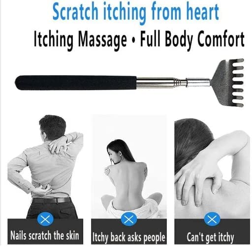 Woogor Small Adjustable Portable Extendable Back Scratcher Massage Stick Metal Stainless Steel Telescoping Itching Stick Tool (1 Pcs Multi Color) - Image 4 thumbnail