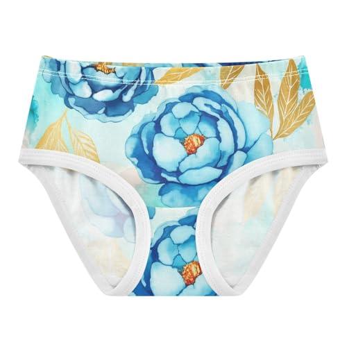 Blue Peony Rose Spring Floral Girl Panties Cute Girls Underwear Toddler Cotton Cartoon Underpants Briefs 2t