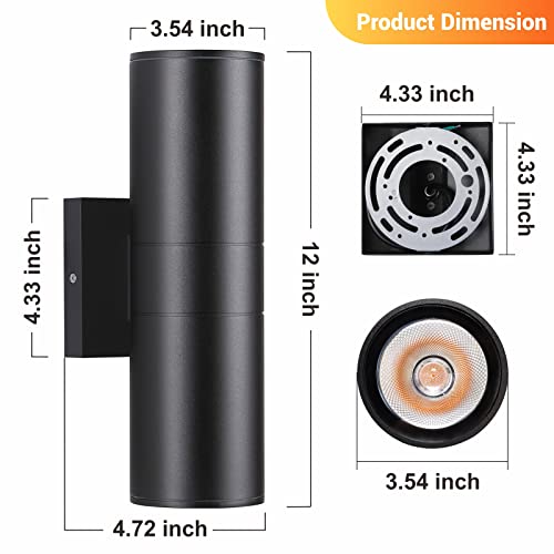 Image of DAKAFUL Up and Down Wall Lights 1 Pack, Cylinder Outdoor Wall Sconce Light Aluminum Modern Outdoor Light Fixture and Exterior Wall Sconces Anti-Rust Waterproof for Porch Patio Wet Location Door Way