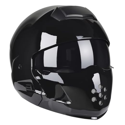 Harssidanzar 3/4 Open Face Motorbike Motorcycle Helmet Full Face Modular Helmets with Visor for Mens and Womens Street Bike Cruiser Scooter DOT Approved CU605US, C3-Gloss Black,Size Medium