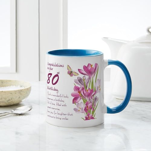 Taza de cerámica 11 oz para 80o cumpleaños miniatura 6