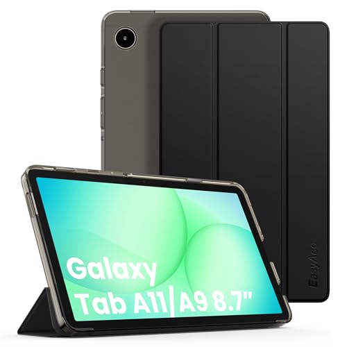 EasyAcc Hülle für 8.7 Zoll Samsung Galaxy Tab A11 2025 (X130/ X135)/ Galaxy Tab A9 (SM-X110/ X115), Schutzhülle Ultradünne PU Leder mit Standfunktion, Schwarz