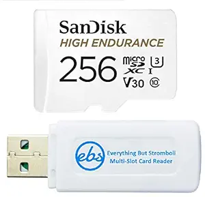 SanDisk High Endurance Video 256GB microSDXC Card with Adapter Works with Rexing Dash Camera V1, V1-4K, V5, V1GW (SDSQQNR-256G-GN6IA) Bundle with (1) Everything But Stromboli Micro & SD Card Reader