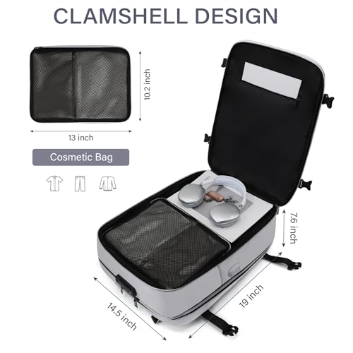 Travel Backpack for Women, 50L Carry On with USB Charging Port, Anti Theft, 17.3 Inch Laptop Compatible, White, Large4