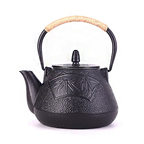 南部鉄器 鉄瓶兼用急須 鋳物 茶こし付き ホーロー無し 鉄やかん IH対応 直火可 やかん 鉄びん 伝統工芸品 800ML (竹)