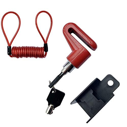 Preisvergleich Produktbild EDCV Small Moto Motorrad Sicherheit Fahrrad Sicherheitsbremsschloss Diebstahlsicherung Fahrradbremse Scheibenschloss Für Motorrad Roller Rad Reifenschloss, Rot und Seil