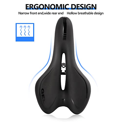 Gel Bike Seat, Bicycle Saddle with Rain Cover, Ergonomic Design Comfortable Bicycle Seat Cushion, Fits MTB Mountain Bike/City Bike/Road Bike/Spinning Exercise Bikes - Image 3