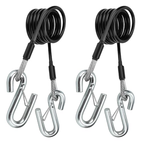 Fit4drive BX88196 Safety Cable Kit with S-Hook | 7 Ft 7500LBS Black Coiled Cable Replace# BX88196 Set of 2 (BX88196)