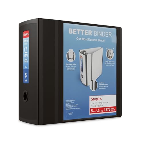 Staples 5-inch 3-Ring Better Binder, Black, 2/Pack (ST55821-CCVS)