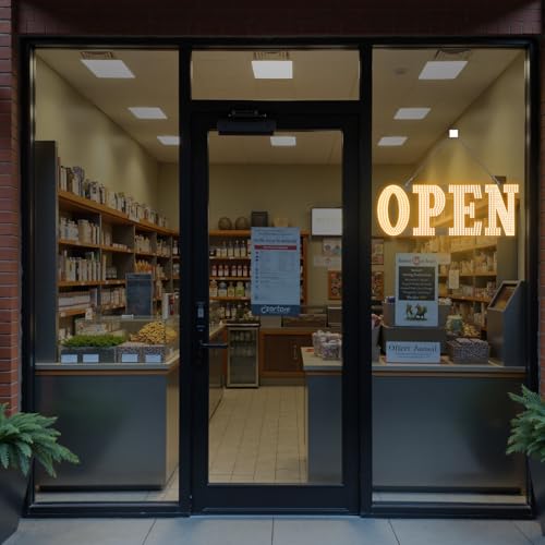 Image of 30 inchx10 inch Large LED Open Sign for Business - Unique Design super Bright Open Signs With chain - High Visibility for Stores, Bar, Hotel, Retail Shops,Window, Salon, Restaurant, Office (Warm White, 30*10inch)