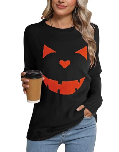 Women's Pullover Sweaters Long Sleeve Front Ribbed Knitted Cute Heart Sweater
