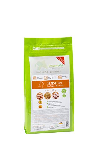 OrganicVet Katze Trockenfutter Sensitive Geflügel & Lachs, 1er Pack (1 x 1.5 kg)