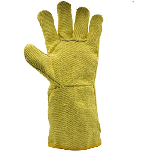 Image of Full Kevlar Aramid Heat Resistant Gloves up to 200C, Heavy Duty Long Cuff Safety Gloves for Furnace, Foundry, Welding & Industrial Work, Pack of 2 Pairs