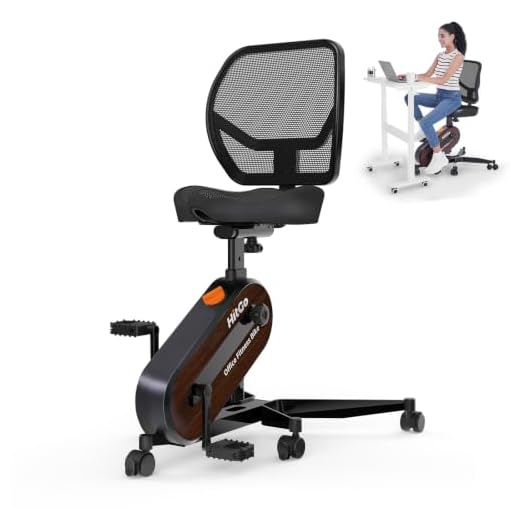 HitGo Office Exercise Bike Desk Chair,330 lbs Heavy Duty Under Desk Bike with 9-Level Height Adjustable Seat 24.4"-33.8",8-Level Resistance & Rolling Wheels,Quiet Fitness Chair for Home Office,Black