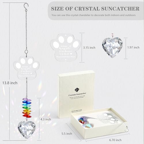 Dog Memorial Gifts for Loss of Dog, K9 Pet Memorial Crystal Suncatcher,Pet Passing Away Sympathy Remembrance Bereavement Gift (White-Pet Paw) — view 5