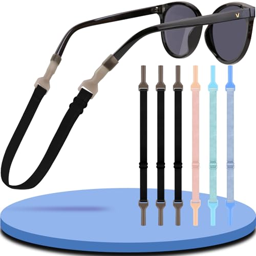 Pamofuper Cordones para Gafas, 6 Piezas Ajustable Cordon Gafas, Antideslizante Sujeta Gafas para Correr, Esquiar, Nadar(B)