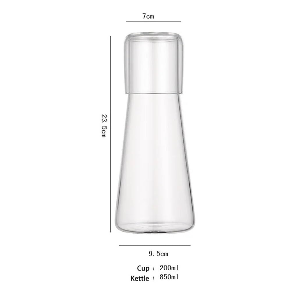 Jarras Agua Juego de tetera de vidrio de 850 ml, jarra de agua transparente con taza de vidrio for agua fría y caliente, tetera for la mesita de noche del hogar Jarra de Té Helado(Bruin)