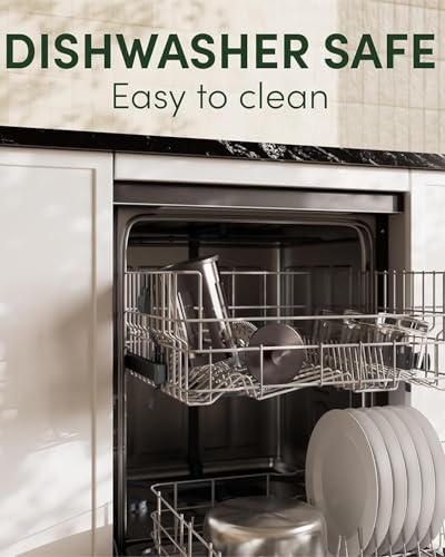 BAYKA French Press Coffee Maker, 4-Level Filtration, Easy to use, Large 304 Stainless Steel Press, Cold Brew Heat Resistant Thickened Borosilicate Pot for Camping Travel Gifts, 34 Ounce, Dark Pewter