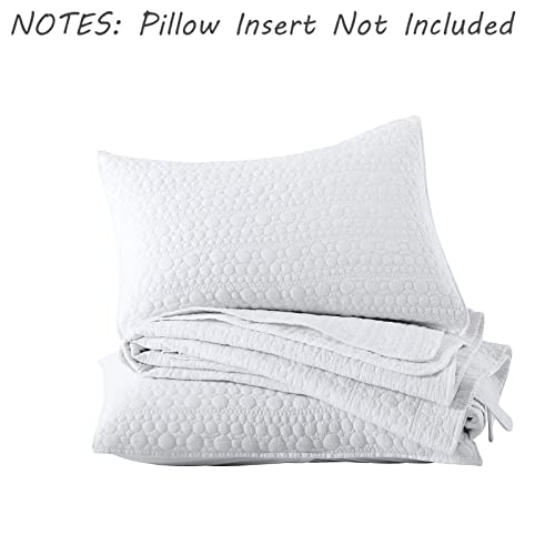 HORIMOTE HOME Quilt Set King Size White, Classic Geometric Spots Stitched Pattern, Stone-Washed Microfiber Chic Rustic Look, Ultra Soft Lightweight Quilted Bedspread for All Season, 3 Pieces by HORIMOTE HOME - Image 6