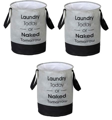 Laundry Bag 45L Durable Collapsible With Handles - Clothes & Toys Storage Foldable for Dirty Clothes (Pack of 3, Grey)-image-46