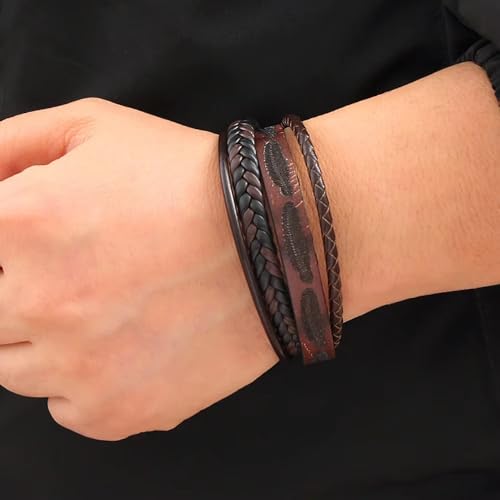 Image of Contemporary Casual Braided Leather Bracelet For Men /Boy's