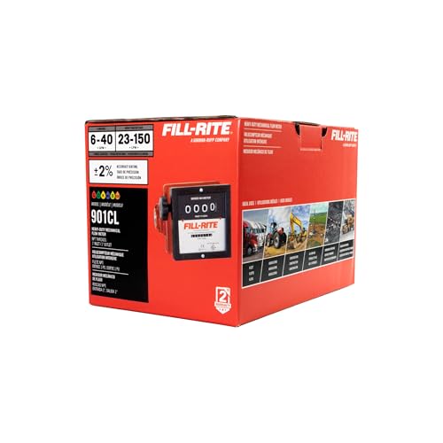 Fill-Rite 901CL 1" 23-151 LPM 4-Digit Mechanical Fuel Transfer Meter in Liters - Extreme Accuracy Meter for Fleet Fuel Management - Versatile Fluid Compatibility