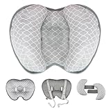 KAKIBLIN Baby Neck Pillow for Head, 2 in 1 Travel Pillow Baby Car Seat Head Support Banana Neck Pillows for Infants Small Boys and Girls, Support for Stroller,White Cloud