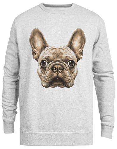 Pull French Bulldog Gris col rond pour vos sorties citadines Tan Frenchy