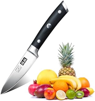 SHAN ZU Kitchen Paring Knife 9.5 cm Japanese Chef Peeling Knives High Carbon Professional Fruit Vegetable Knife German Stainless Steel with Ergonomic Pakkawood Handle