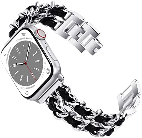 KADES Compatible with Apple Watch Strap Series 8 41mm, Women Stainless Steel Strap Link Bracelet Replacement Wristband for iWatch Strap 41mm 40mm 38mm Series 8 7 SE 6 5 4 3 2 1, Silver