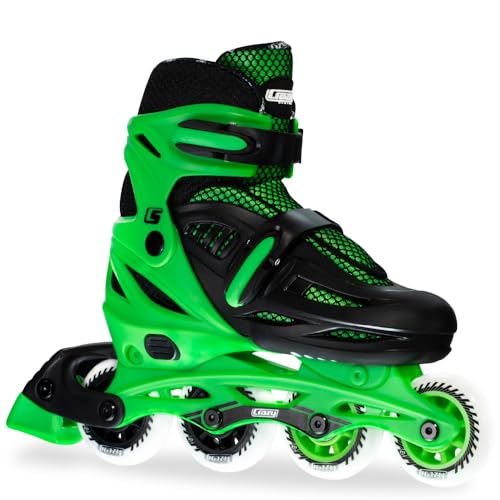Crazy Skates Blade Adjustable Inline Skates for Kids – Expand 4 Sizes, Urethane Wheels, ABEC-5 Bearings, Beginner Supportive Nylon Boot – Indoor/Outdoor Roller Blades for Boys & Girls