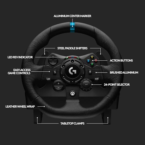 Logitech G G923 Racing Wheel and Pedals for Xbox Series X|S, Xbox One and PC featuring TRUEFORCE up to 1000 Hz Force Feedback, Responsive Pedal, Dual Clutch Launch Control, and Genuine Wheel Cover - Image 7