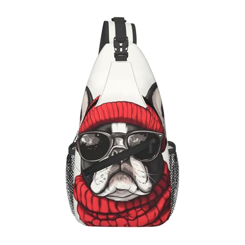 Morrales cruzados de poliéster con diseño bulldog divertido miniatura 1