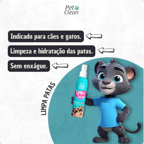 Kit Higiene Pet Clean para Cães e Gatos, Shampoo, Condicionador, Spray Bucal, Lenços Umedecidos, Ban