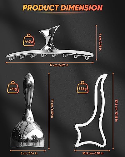 ONUEMP 3-in-1 Stainless Steel Massage Therapy Tools - Ice Gua Sha Muscle Scraper, Fascia Brush & Body Sculpting Cup, Maderoterapia Kit Colombiana for Lymphatic Drainage, Anti Cellulite, Deep Tissue
