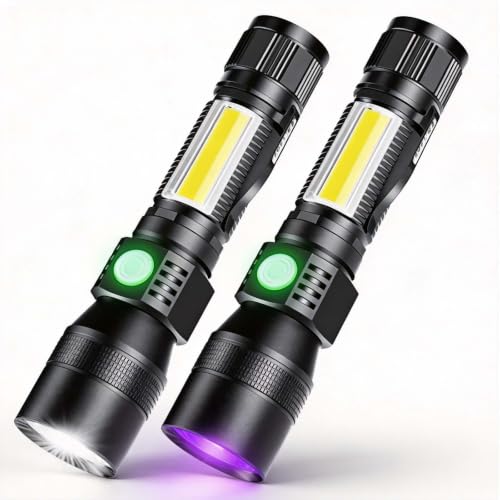 Image of iToncs USB Rechargeable Torches, 3 in 1 Torches LED Super Bright [whitelight redlight & UV] Powerful Tactical UV Torch Rechargeable Black Light with 7 Modes, Zoomable for Camping [2 Pack]