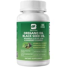 B BEWORTHS Oil of Oregano with Black Seed Oil - Oregano Oil Capsules | Moringa, Elderberry, Echinacea, Garlic, Fennel - Carvacrol Oregano Oil for Immune, Gut, Antioxidant, Respiratory Support - 60 Ct